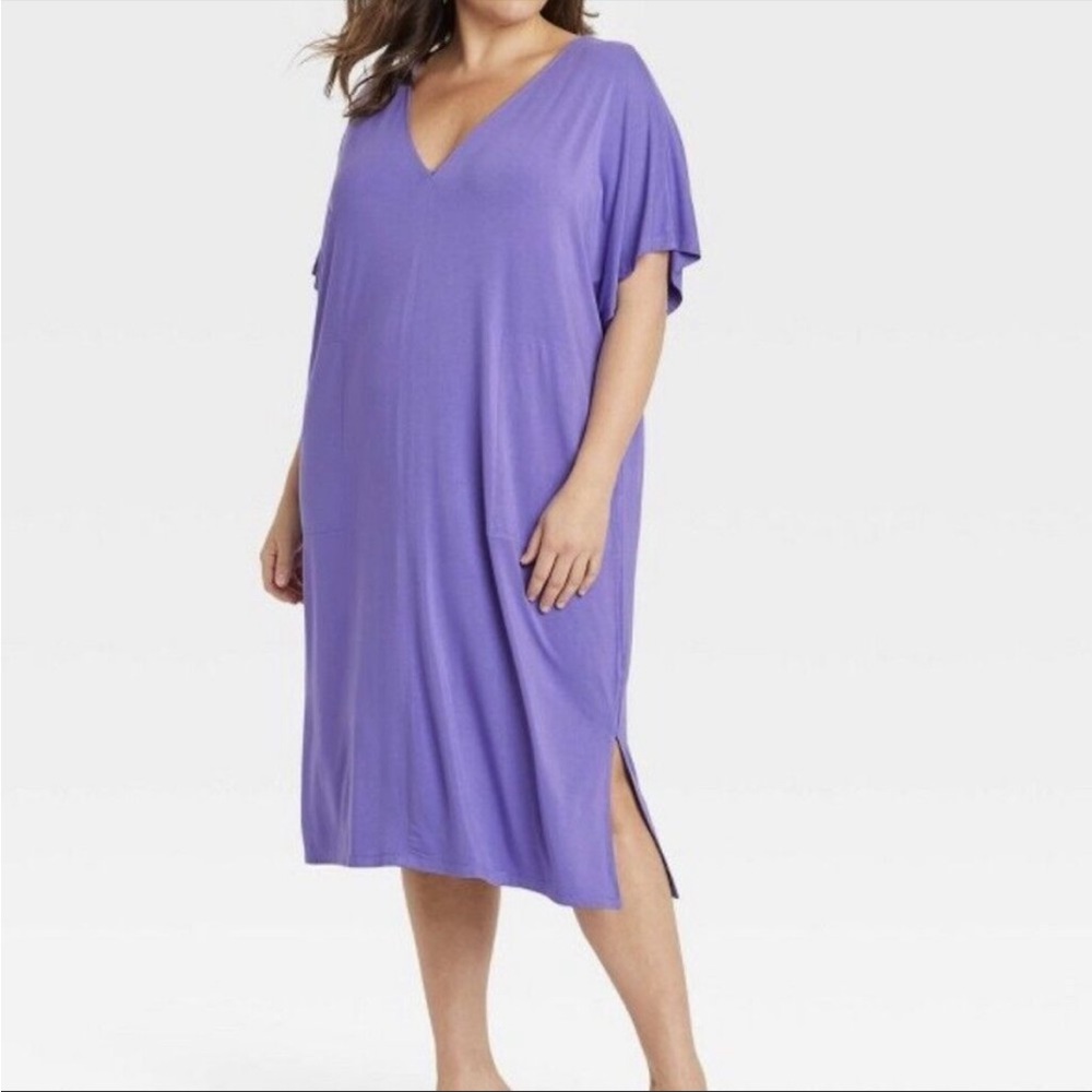 NWT Ava and Viv Purple Plus Size Dolman Short Sleeve Dress size 2X